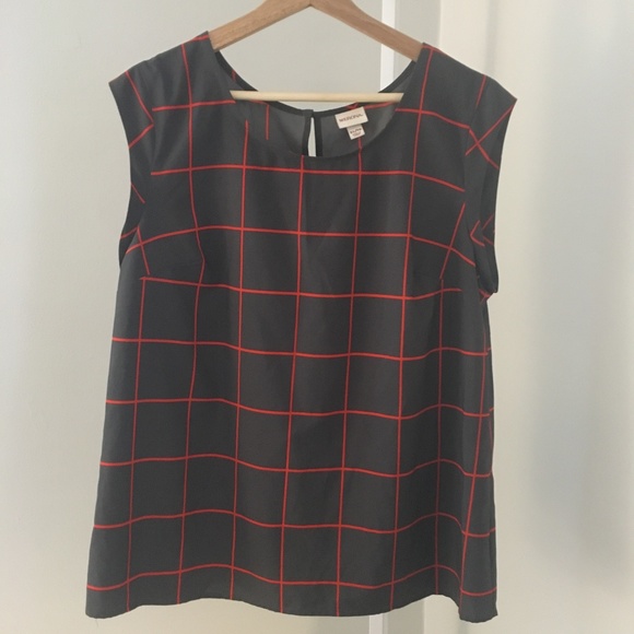 Merona Cap Sleeve Windowpane Blouse - Picture 1 of 3